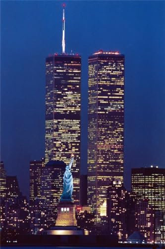 Puzzle für Erwachsene, 1000 Teile, Welthandelszentrum, Statue Liberty NY WTC, Hochglanz-Poster, Bild, Fotodruck A002, herausfordernde Puzzles für Freunde und Familie