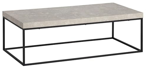 Wohnling Couchtisch 120x60x38 cm Sandfarben Stein-Optik Rechteckig | Wohnzimmertisch mit barrierefreier Tischplatte, Loungetisch Beige groß, Sofatisch mit Platz für Deko und Snacks