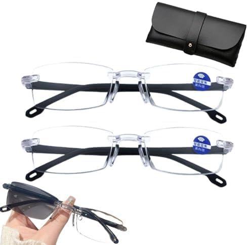 Generisch Farbwechselnde Anti-Blaulicht-Presbyopie-Brille für Männer, Frauen und Senioren, Intelligente Zoom-Anti-Blaulicht-Presbyopie-Brille, Gleitsicht-Lesebrille, Autozoom-Lesebrille (2 Set)
