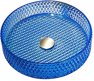 Lavabo de baño moderno de cristal con desagüe, lavabo combinado, lavabo cilíndrico, sin grifo