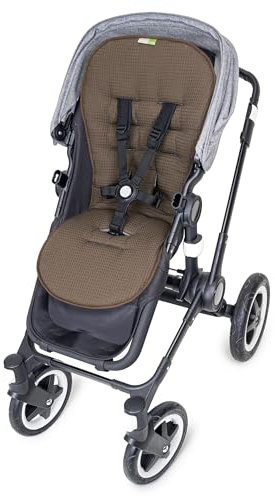 Priebes Sitzauflage Kinderwagen - Ergonomische, Zweiseitig Verwendbare Sitzauflage Buggy - Baumwollstoff & Mesh, Temperaturregulierend, Waschbar, Größe 32x80 cm, Buggy Einlage