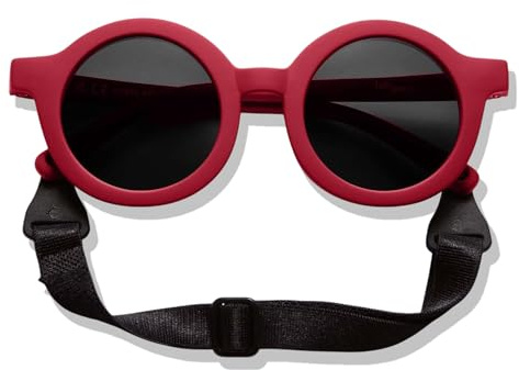 BABYMOCS Baby Sonnenbrille 0-1,5 Jahre BIOPLASTIK & POLARISIERT I Runde Sonnenbrille Baby Jungen & Mädchen BPA-frei I 100% UV SCHUTZ I Mit Band & biegsam I Schwedisches Design