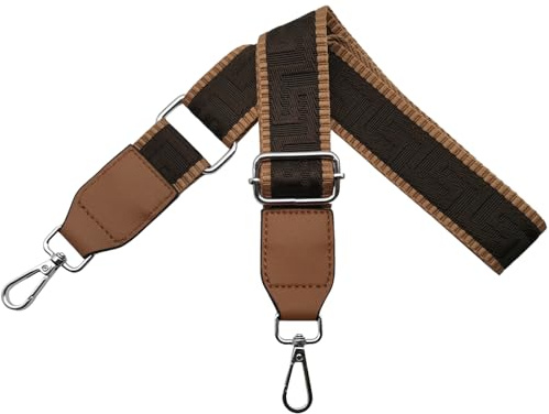 Omxyinma Schultergurt für Tasche Taschengurte zum Wechseln, Verstellbar Taschengurt Breit 3.8cm mit Leder Silber Karabiner - Taschenband Schulterriemen für Damen Handtaschen, Braun, T20