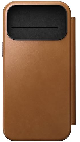 NOMAD Modern Leather Folio | für iPhone 17 Pro Max | Schutzhülle aus Polycarbonat und hochwertigem Echtleder Ummantelung | MagSafe-kompatibel | English Tan