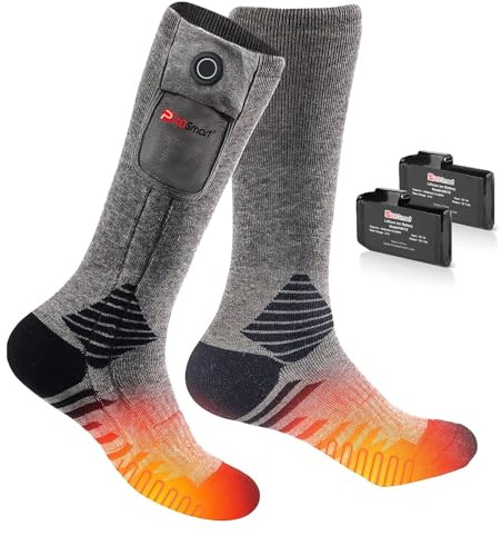 Calcetines calefactables recargables, calcetines calefactables eléctricos – Calcetín térmico térmico con batería 4400 mAh para hombres mujeres esquí al aire libre caza invierno camping (L, negro y