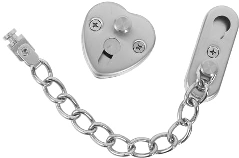 Yardenfun Stainless Steel Anti-Theft Door Chain Lock Adjustable Ring Buckle, Heart-Shaped Security Chain Latch for Front Door, No-Drill Installation Safety Lock for Home and Hotel
