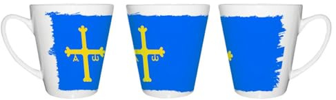 MERCHANDMANIA Taza cónica bandera de asturias españa comunidad autonoma conica personalizada