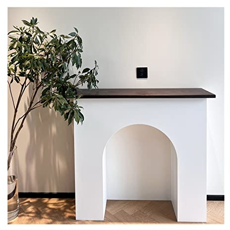 Marco de chimenea Chimenea minimalista de arte moderno con moldura for repisa estufa, aparador pared, armario entrada, decorativo, color blanco(Pequeño)