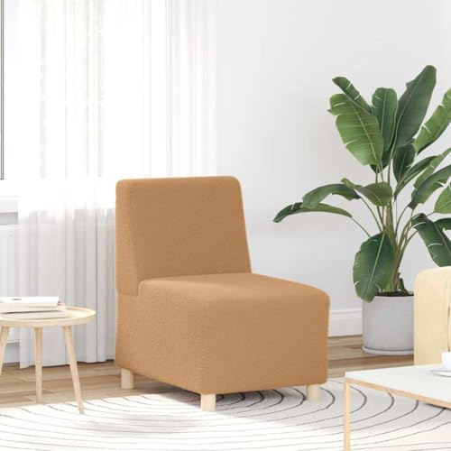 RMIHSJG Sofa-Stuhl ohne Armlehnen Beige 55 cm Stoff in Lammwolloptik mit robustem Sperrholzrahmen für Wohnzimmer und Homeoffice