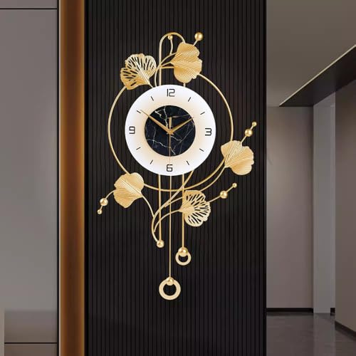 TOHOOYO Moderne Wanduhr, dekorative Pendeluhr für das Wohnzimmer, geräuschlos, batteriebetrieben, übergroße runde Moderne Wanduhr für Schlafzimmer, Bauernhaus, Büro-Wanddekoration / 27,5 x 16,5 Zoll