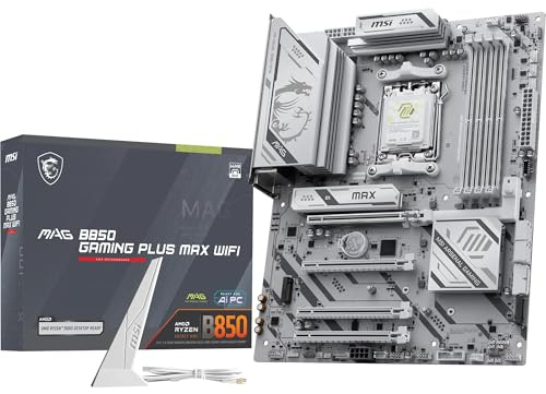 MSI MAG B850 Gaming Plus MAX WiFi Motherboard, ATX - Supports AMD Ryzen 9000/8000 / 7000 Processors, AM5, DDR5 Memory Boost (up to 8200+ MT/s OC), PCIe 5.0 x16, M.2 Gen5, Wi-Fi 7, 5G LAN