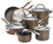 Circulon Dishwasher Safe Hard Anodized Nonstick Cookware Pots and Pans Set, Aluminum, Chocolate, 11-Piece