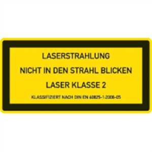 König Werbeanlagen Laserwarnschild: LASER KLASSE 2, 5,2 x 10,5 cm Folie, selbstklebend, rückwärtig, Warnung