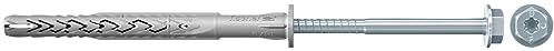 fischer Langschaftdübel SXRL 10 x 200 FUS, Dübel mit Sechskantschraube & angeformter U-Scheibe, Nylondübel für die Befestigung von Metallkonstruktionen, 50 Stück