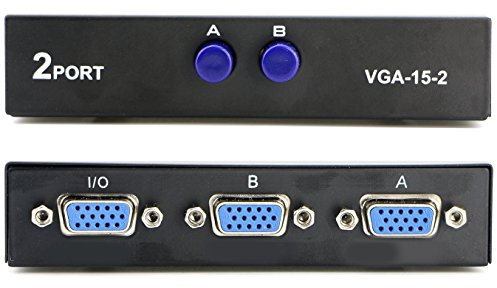 PASOW VGA 2 in 1 Out 2 Port VGA Switch Press Button Two Way VGA Vedio Switch for PC TV Monitor -Black