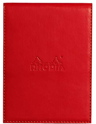 Rhodia 128213C Notizblock N.12 liniert mit Schutzhülle Kunstleder Mohnrot