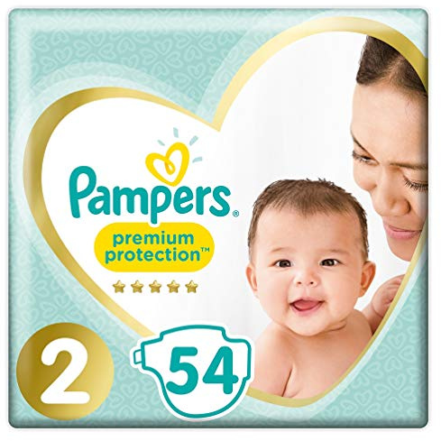 Pampers Premium Protection New Baby Größe 2 (Mini) 3-6 kg Value-Pack, 54 Windeln, 1er Pack (1 x 54 Stück)
