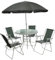 Garden Mile 6 piezas Patio Jardín Aire Libre Juego JARDÍN MESA de Comedor 4x plegable sillas y parasol. Negro Muebles de Jardín Juego Exterior Comedor Mueble 4 Asientos
