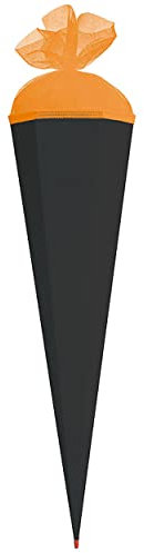 Schultüte - Rohling - schwarz - Abschluß rot - 70 cm - mit Holzspitze/Filzabschluß - Zuckertüte Roth - zum Basteln, Bemalen und Bekleben Bastelschultüte
