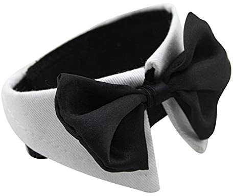 Civsde WJ0G Pet Bowknot, Acrylic: Handgefertigter, Anpassbarer Krawattenknoten für Katzen, Kaninchen, kleine und mittelgroße Hunde, Rot, Schwarz, Herzmuster, für spezielle Anlässe, S, L