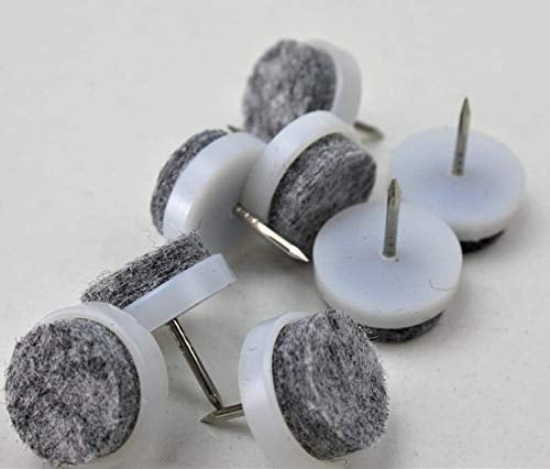 HKB® Filzgleiter für Tische und Stühle, grau/weiß, ø 20 mm, 128 Stück | mit Nagel, 4 x 32 Stück, Artikelnummer 89966