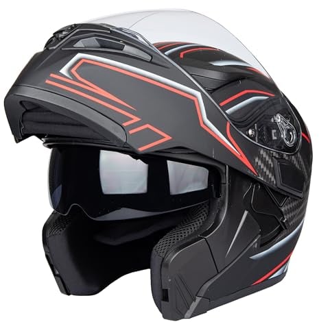 Helm für Motorräder Full-Face Motorcycle Helmet Tragbarer Integralhelme Flip-up Motorradhelm Zertifizierung von DOT (Magie, XXL)