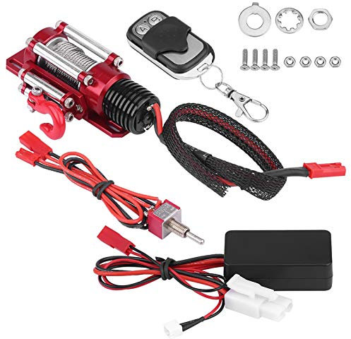 Demeras RC Winch, 1/10 Scale Metal RC Crawler Winch Wireless Remote Control Receiver Kit, Crawler Winch Upgrade Accessory for HSP, Redcat, Axial, SCX10, D90 and HPI