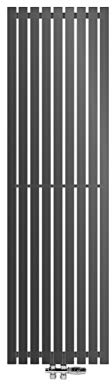 ECD Germany Radiatore Verticale Stella da Bagno con Attacco Centrale 480 x 1600 mm Calorifero in Acciaio Antracite Termosifone con Termostato e Set di Raccordo a Pavimento con Kit di Montaggio