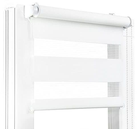 Fenster DEKOR - Rollos für Fenster Weiß - Klemmfix Rollo ohne Bohren 120 x 80 cm - Doppelrollo mit einer breiten Auswahl an Größen und Farben - Blickdichte Rollos, einfach zu montieren
