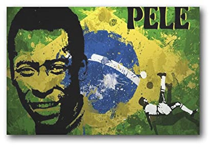 Pele The King of Football Brazilian Pride, Kunstwerke auf Leinwand, Poster, Raum, ästhetisch, Wandkunst, Heimdekoration, Geschenke, gerahmt, ungerahmt 20 x 30 cm