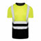 Mens Hi Vis Reflective Crew Neck T Shirt Adults Short Sleeve High Visibility Shirt Top Yellow/Navy