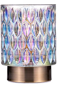 Pauleen 48241 Clear Glamour - Lampada da tavolo in vetro, funzione timer, 6H, batteria in vetro senza cavo, dicroico/ottone, dichroic