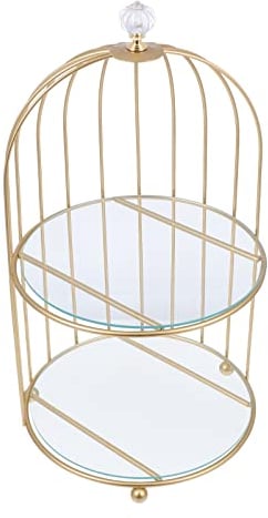 DOITOOL Gold Cake Stand, 2- Tier Cake Stands with Bird Cage Shaped, Metal Dessert Display Tray, Cupcake Display Stand, Wedding Cake Stand for Party Dessert Fruits Display Stand Metal Candle Stand