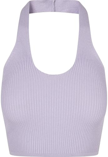 Urban Classics Damen Ladies Rib Knit Crossed Neckholder Top T-Shirt, Lilac, S