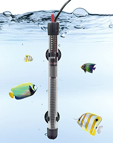 NETONDA Riscaldatore per Acquario 200L 200W Riscaldatore Sommergibile Riscaldatore Termostato Regolabile Termoriscaldatore Acquario per Serbatoi di Pesce e Acquario 120L-200L (20-34°C, 200W)