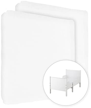 2X Jersey 100% Baumwolle Spannbettlaken für 160x80cm Kleinkind Junior Bett Matratze (Weiß)