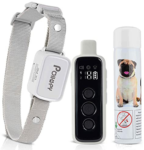 Collier de Dressage pour Chien Citronnelle avec Télécommande, 3 Modes- Pulvérisation/Vibrations/Bip, Rechargeable Collier Anti Aboiements sans Choc Electrique Portée 305m Pulvérisation pour Chien