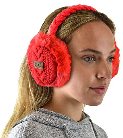 C.C Weiches Winter-Ohrenwärmer, warm, verstellbar, Rot