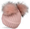 styleBREAKER Kinder Strick Bommelmütze mit 2 Kunstfellbommel und Fleece Futter, Winter Mütze, Strickmütze, 2-5 Jahre 04024203, Farbe:Altrose
