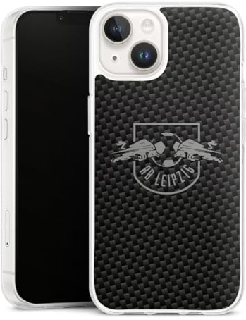 Silikon Hülle kompatibel mit Apple iPhone 14 Case transparent Handyhülle RB Leipzig Metallic Look Carbon