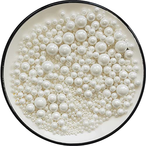 Edible 120g Sugar White Pearl Sprinkles Candy Pearls Cake Decoration Cupcake Toppers Cookie Decorations for Wedding Birthday Halloween Thanksgiving Christmas Christening