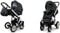 BabyLux® Sky Lark 2-in-1 Baby Kinderwagen Tief und Kinderwagen mit Zubehör Verstellbar und faltbar Aluminiumkonstruktion Wasserdicht Nicht abnehmbare Räder Black Flex White Frame