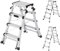 Hailo D100 TL Topline Teleskopleiter - ausziehbare, klappbare Aluminium-Leiter - Höhe verstellbar bis 1,31 m - 2 x 4, 5 oder 6 Stufen nutzbar - Gewicht: 8,9 kg