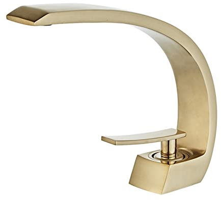 BiaoTeng Mitigeur Lavabo Or Brossé Robinet Salle Bain Pour Vasque à Poser Robinet Vasque Laiton Brossé Robinet Lavabo Monotrou Robinet Vasque Or Brossé