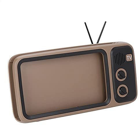 Retro Speaker, HD Stereo Vintage Speaker Mobile Phone TV-shaped Loudspeaker with Stand for Under 6'' Mobile Phone Stand (Grey)
