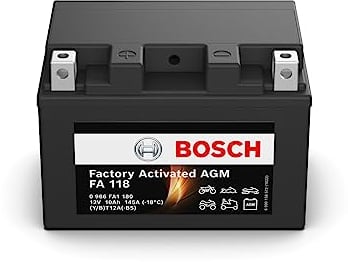 Bosch FA118 - Batteria AGM per motocicli - 12V 145A 10Ah - Adatta per moto, motociclette, enduro, scooter, quad, moto d'acqua - Compatibile M6016, BT12A-BS, BT12A