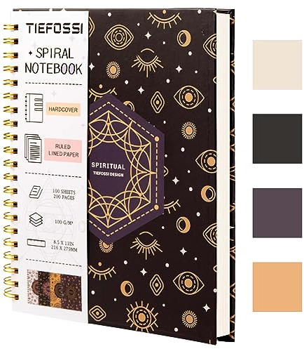 TIEFOSSI Journal de cahier à spirale, grand cahier à spirale ligné 216 x 297 mm, journal de bureau à reliure spirale, cahier de lettre A4 pour étude de travail, papier épais 100 g/m²