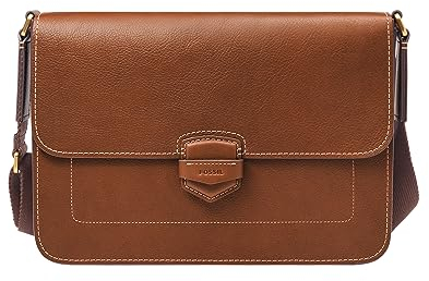Fossil Lennox Herren Leder Messenger Aktentasche Arbeit Laptop Tasche für Herren, Braun, Einheitsgröße