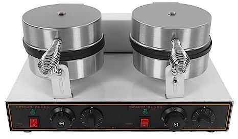Waffeleisen Doppelt, Waffel Maschine Antihaftbeschichtetes Commercial Doppelwaffeleisen 50-250℃ Temperaturregler, für Restaurants Dessertläden Kindergeburtstage Familienfeiern (EU-Stecker 220 V)