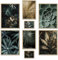 ARTFAVES® Poster Set - GOLD PLANT HARMONY - mehrteilige Wanddeko Wohnzimmer & Schlafzimmer - 8 moderne Wandbilder Pflanzen Bilder, grün, gold, Blätter, Monstera - mit Rahmen Eiche